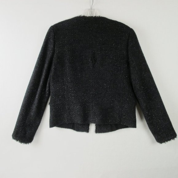 Massimo Dutti Black Tweed Blazer Size 8 Open Front - Picture 2 of 10